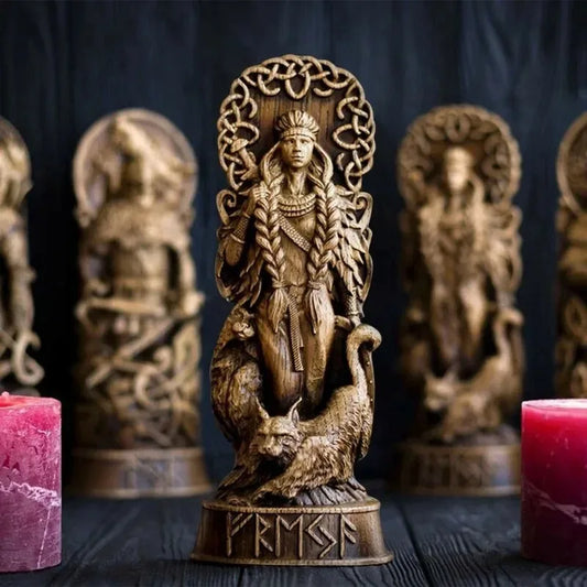 Nordic God Statue Decor Resin Freya Odin Sol God Figurines Pantheon Altar Scandinavian Sculpture Desktop Living Room Decoration