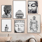 Black And White Buddha Statue Quote Poster Prints Minimalism Aesthetic Meditation Religion Buddhist Canvas Wall Art Home Decor