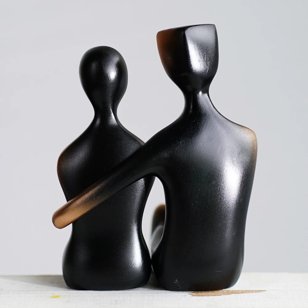 Vilead 23cm Resin Loving Couple Sculptures Elegant Abstract Art Statues Lover Figure Anniversary Gift Modern Pop Desk Decoration