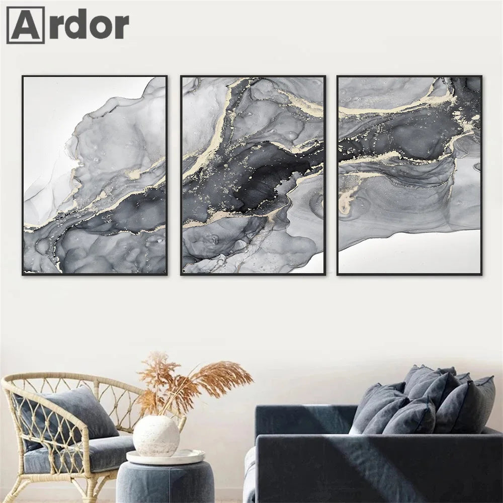 Black Gold Gray Marble Posters Canvas Painting Modern Nordic Abstract Wall Art Print Picture Living Room Interior Home Decor