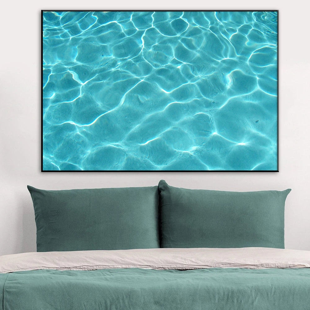 Modern Fashion Blue Pool Poster Print Canvas Painting Relaxing Wall Art Decompressed Pictures for Living Room Home Decor Cuadros