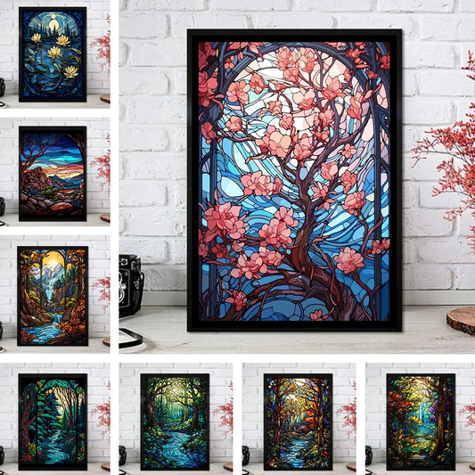 Colorful Landscape Sakura Lotus 5D DIY Diamond Painting Full Drills Fruit Grape Mosaic Embroidery Cross Stitch Poster Home Decor