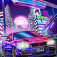 80s Japan Street Car Racing Neon Wall Art Home Decor Painting Kawaii Room Decoration Wall Painting posters canvas painting