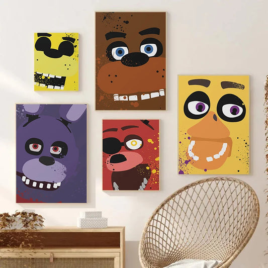 FNAF Five-nights-At-Freddys Hot Game Ultimate Group Posters Prints Canvas Painting Wall Art Pictures for Living Room Home Decor