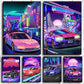 80s Japan Street Car Racing Neon Wall Art Home Decor Painting Kawaii Room Decoration Wall Painting posters canvas painting