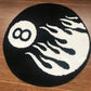 White Flame Billiard Black No. 8 Round Flocking Trend Rug Tufted Soft Plush Rug Living Room Bedroom Spooky Halloween Home Decor