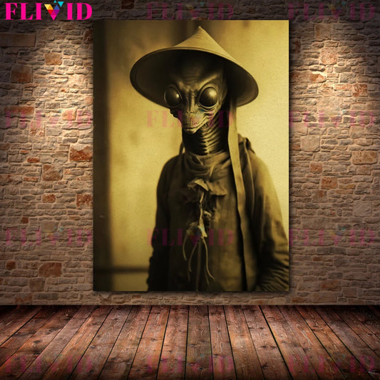 Aliens And Alien Spacecraft Vintage Photographic Art Poster And Print Mysterious Ufo Ai Art Print Wall Art Canvas Painting Decor