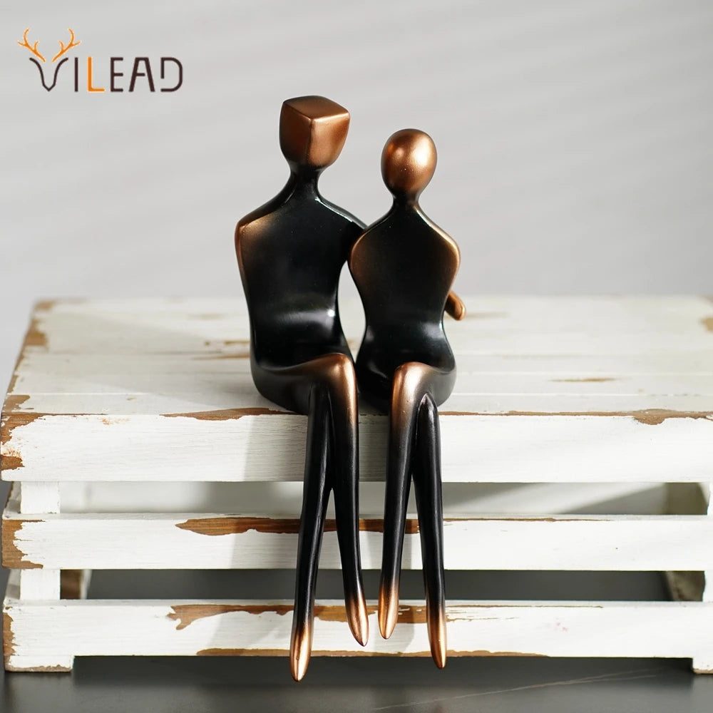 Vilead 23cm Resin Loving Couple Sculptures Elegant Abstract Art Statues Lover Figure Anniversary Gift Modern Pop Desk Decoration