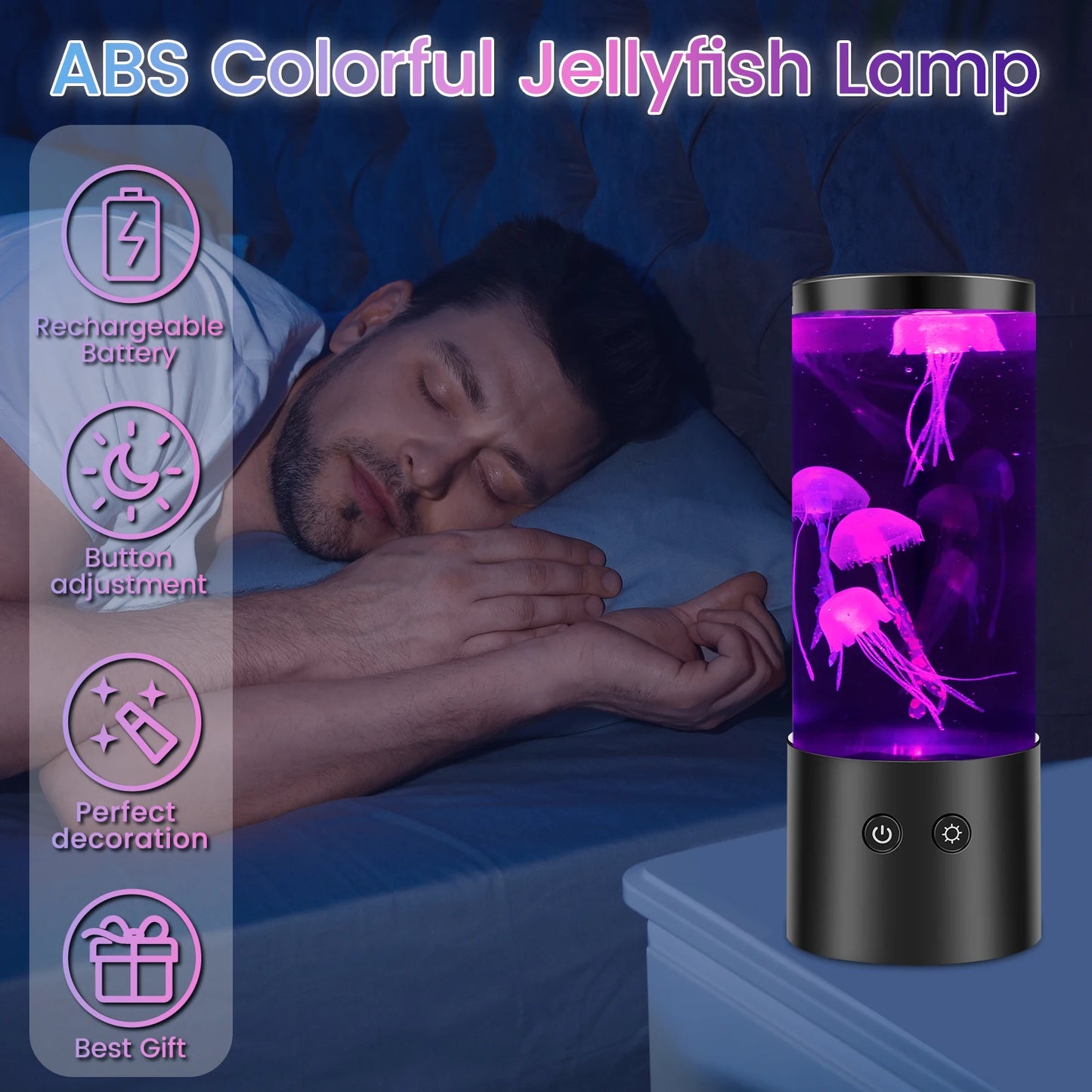 LED Jellyfish Light Creative Aquarium Night Light USB/Battery Operated Night Light Bedside Lamps Room Decoration Led Room Light