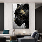 Abstract Black Panther with Golden Texture Canvas Painting Black and Gold Animal Posters for Living Room Decoration Cuadros