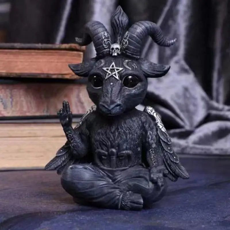 Goat Resin Statue Baphomet Holy Goat Resin Statue Mendes God Goat Black Satan Figurine Decoration Religious Sculpture Figurine