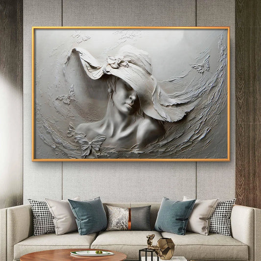 3D Clay Relief Wall Art Abstract Woman Canvas Painting Print Elegant Nude Pictures Living Room Bedroom Home Decor Poster Cuadros