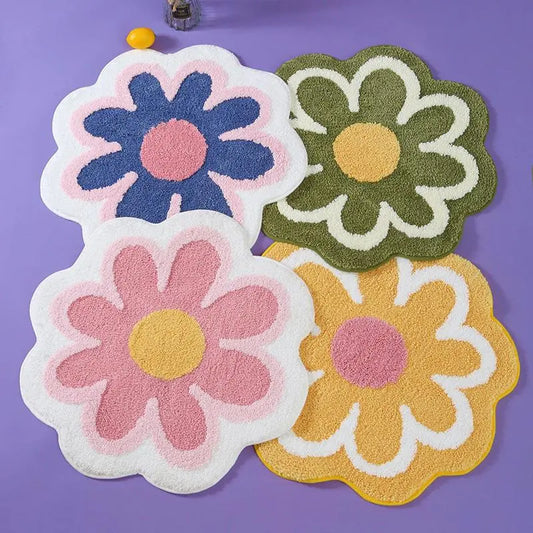 Flower Rug Super Soft Flocking Plush Floor Rug Living Room Non Slip Carpet Sofa Bedside Rugs Baby Crawling Mat Doormat Rug