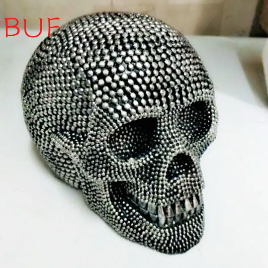 BUF Big Silver/Gold Skull Statue Resin Crafts Decorative Ornaments Halloween Decoration Sculpture Home Decor Figurines