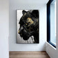 Abstract Black Panther with Golden Texture Canvas Painting Black and Gold Animal Posters for Living Room Decoration Cuadros