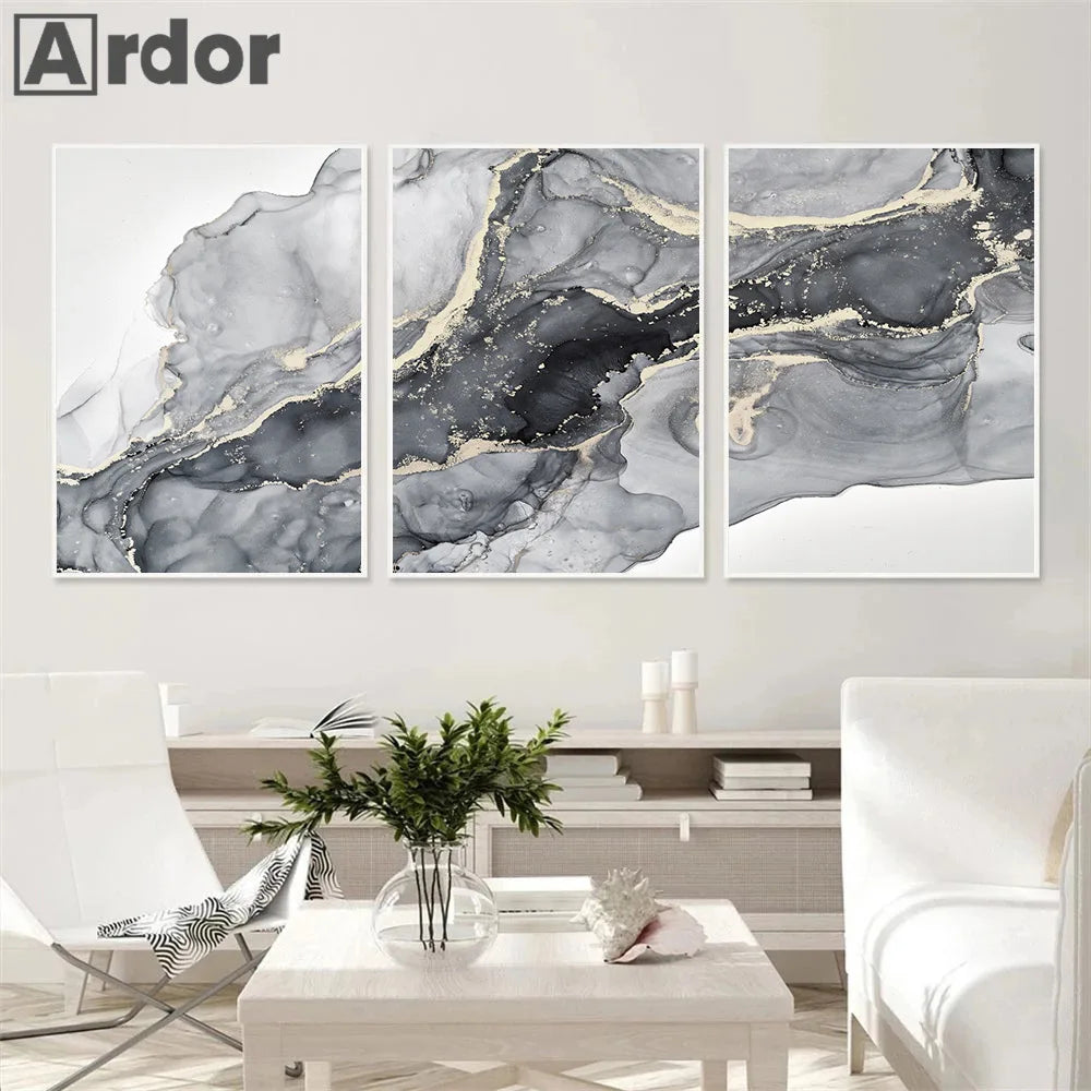 Black Gold Gray Marble Posters Canvas Painting Modern Nordic Abstract Wall Art Print Picture Living Room Interior Home Decor