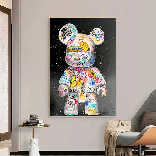 Cartoon Graffiti Bear Pop Art Posters and Prints Modern Home Decoration Picture Wall Art Canvas Painting Children's Room Cuadros