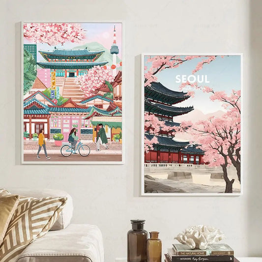 South Korea Travel Wall Art Posters and Prints Travel City Canvas Paintings Picture Decorative Room Home Decor Housewarming gift