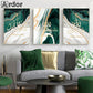 Abstract Marble Green Gold Posters Islamic Calligraphy Canvas Print Allah Name Arabic Art Painting Muslim Pictures Home Decor