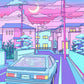 80S Neon City Street Vaporwave Canvas Poster Korean Street Moon Anime Decorative Painting Wall Art Prints Kids Kawaii Room Decor