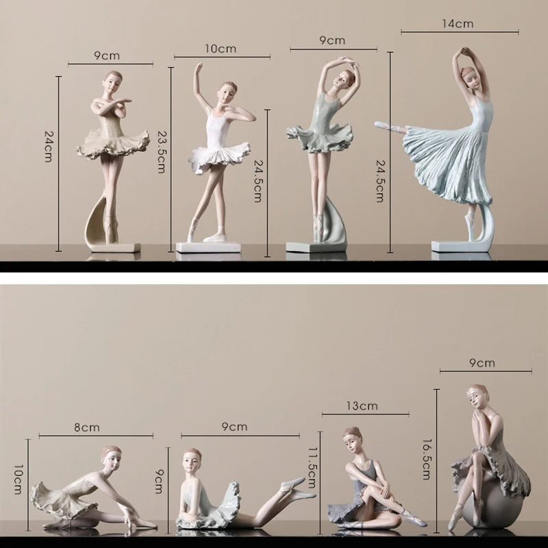 Ballet Girl Resin Figure Figurines Crafts Living Room Bookcase Office Dance Girl Furnishings Interior Decoration Birthday Gifts