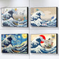 The Great Wave Off Kanagawa Canvas Painting Cartoon Great Waves Art Posters Japan Famous Painting Wall Art Pictures Home Decor