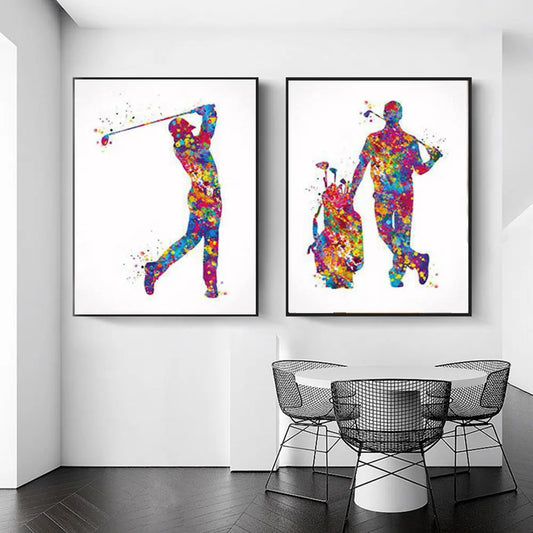 Watercolor Golf Player Posters Wall Art Decor Canvas Painting Golf Clubs Exercise Prints Pictures Sport Gym Room Home Decoration