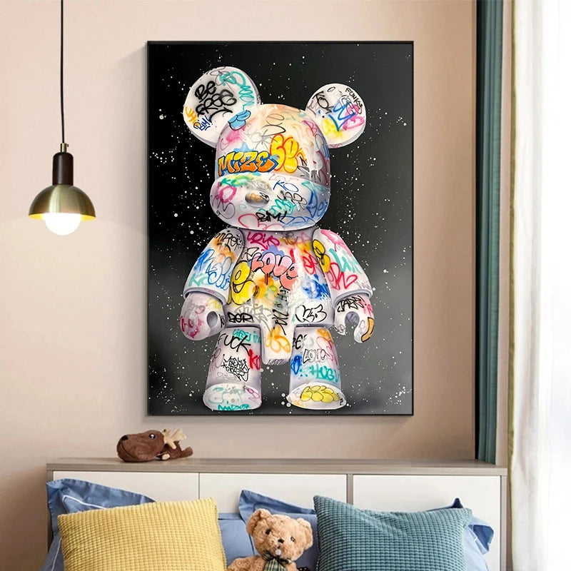 Cartoon Graffiti Bear Pop Art Posters and Prints Modern Home Decoration Picture Wall Art Canvas Painting Children's Room Cuadros