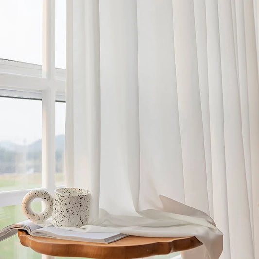 Thick Dense Soft Tulle Silk Like Cream White Sheer Curtains for Living Room Bedroom Window Voiles S Folds Waves Kitchen Drapes