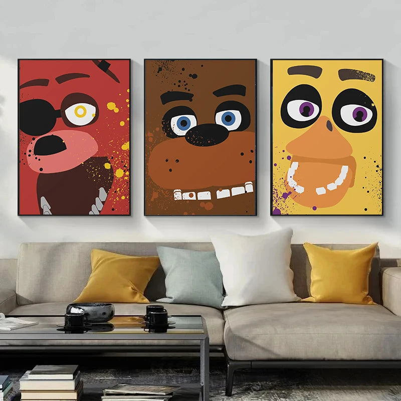 FNAF Five-nights-At-Freddys Hot Game Ultimate Group Posters Prints Canvas Painting Wall Art Pictures for Living Room Home Decor