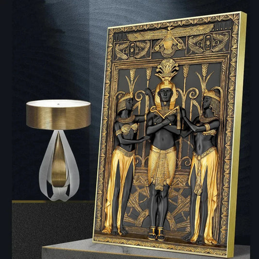 Black Golden Ancient Egyptian Art Poster Prints For Living Room Decor 3D Visual Effect Egyptian Pharaoh Canvas Painting Wall Art