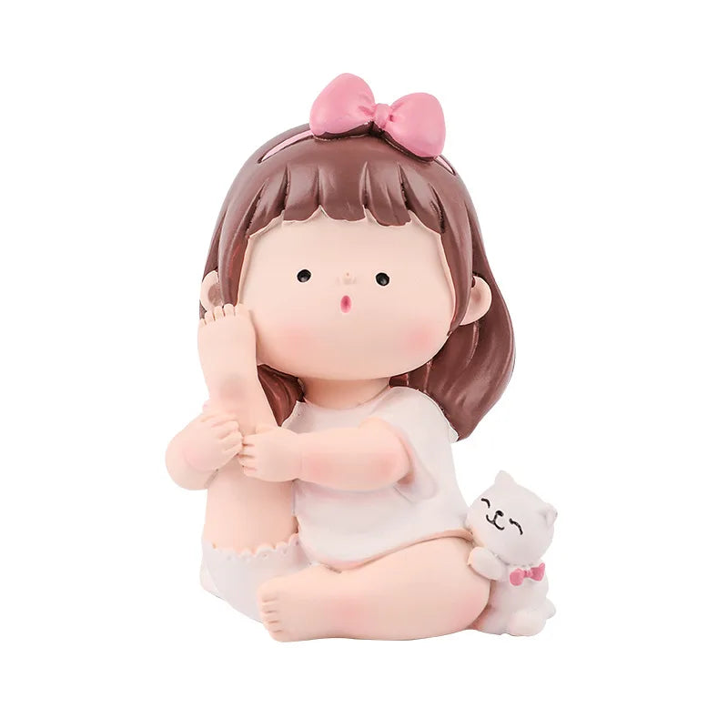 Figurines Lovely Resin Yoga Little Girl Ornaments For Home Decoration Car Office Desk Accessories Room Decor Cute Kids Gift