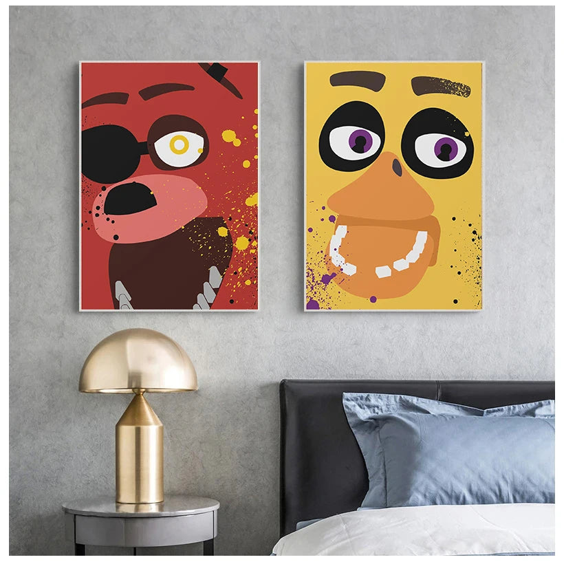 FNAF Five-nights-At-Freddys Hot Game Ultimate Group Posters Prints Canvas Painting Wall Art Pictures for Living Room Home Decor