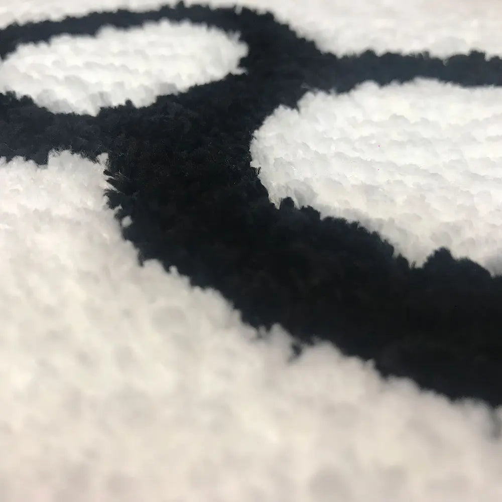 White Flame Billiard Black No. 8 Round Flocking Trend Rug Tufted Soft Plush Rug Living Room Bedroom Spooky Halloween Home Decor