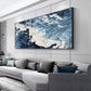 Large Sea Canvas Painting Landscape Poster Abstract Blue Sea White Wave Print Wall Picture For Living Room Home Decoration Gift