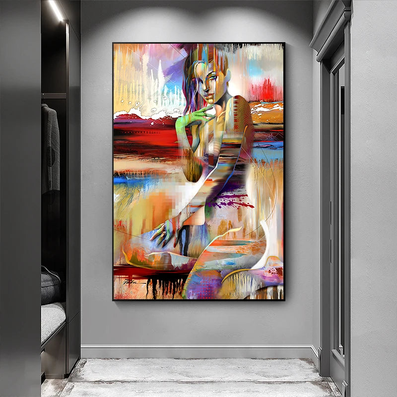 Abstract Sexy Woman Nude Female Poster Canvas Painting Graffiti Aesthetics Wall Art Modern Home Decoration Living Room Decor