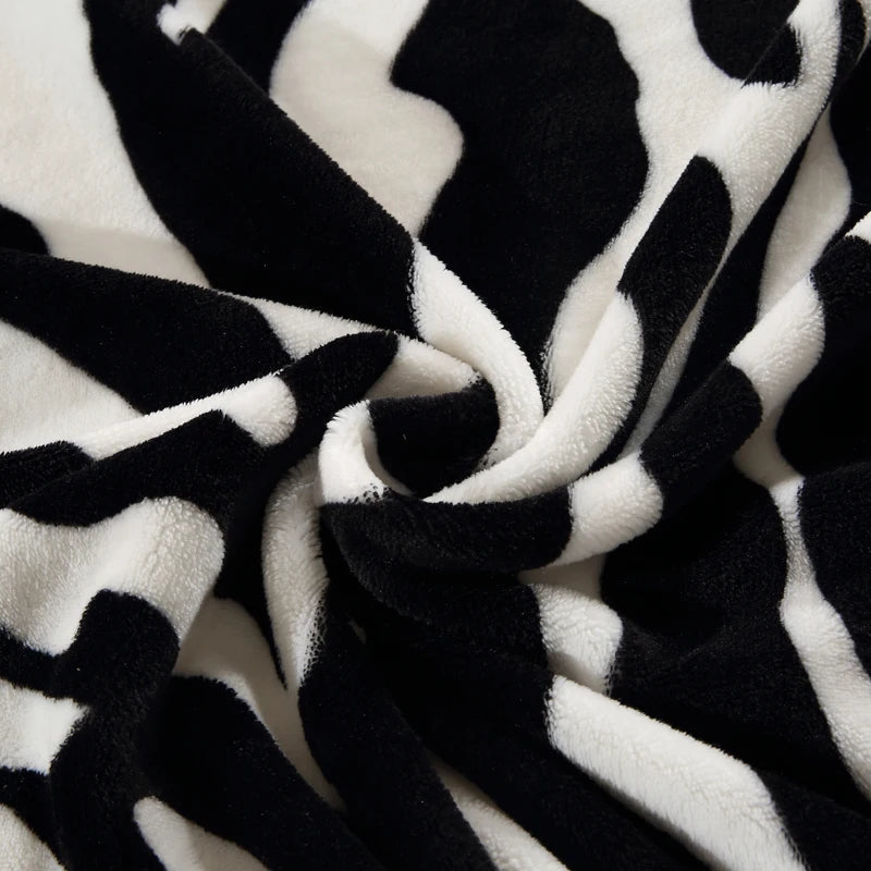 Super Comfortable Soft Mink Felting Blanket Zebra Striped Pattern Floral Blanket Thrown On The Sofa / Bed / Travel Breathable