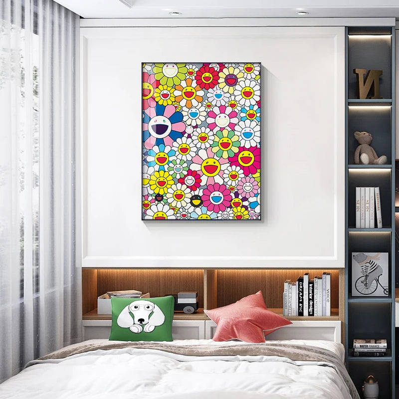 Abstract Takashi Sunflowers Art Canvas Painting for Living Room, Bedroom Posters and Prints, Modern Home Decoration, Wall Poster