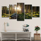 5 Panel Morning Sun Through the Forest HD Pictures Canvas Painting Natural Landscape Posters Sunny for Living Room Decoration