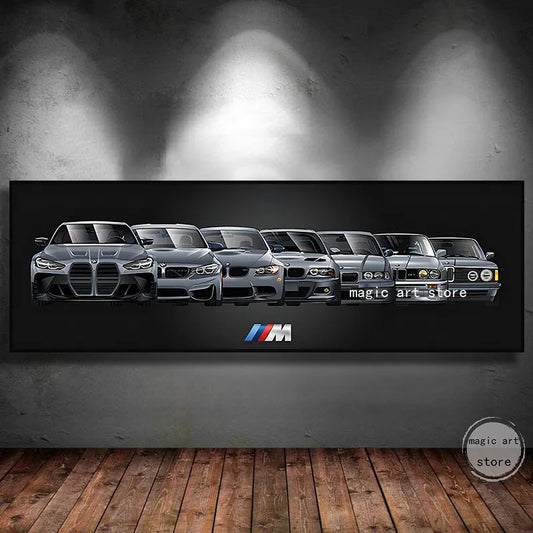 Super Car Sports Car B M W Series Evolution Car Art Poster Canvas Painting Wall Print Picture for Living Room Home Decor Cuadros