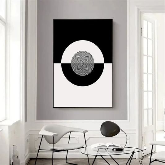 Abstract Geometrical Shapes Art Poster Prints Modern Black White Wall Art Canvas Painting for Living Room Home Decoration