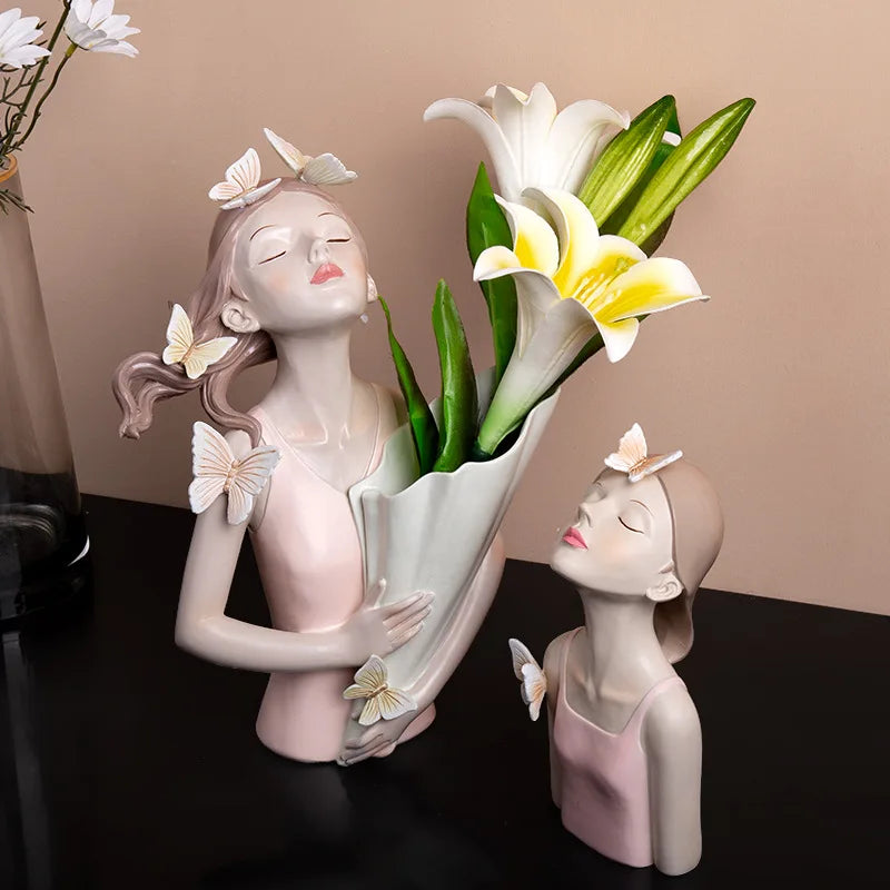 Resin Butterfly Girl Figurines Character Model Art Modern Storage Statues Home Living Room Desktop Decor Objects Item