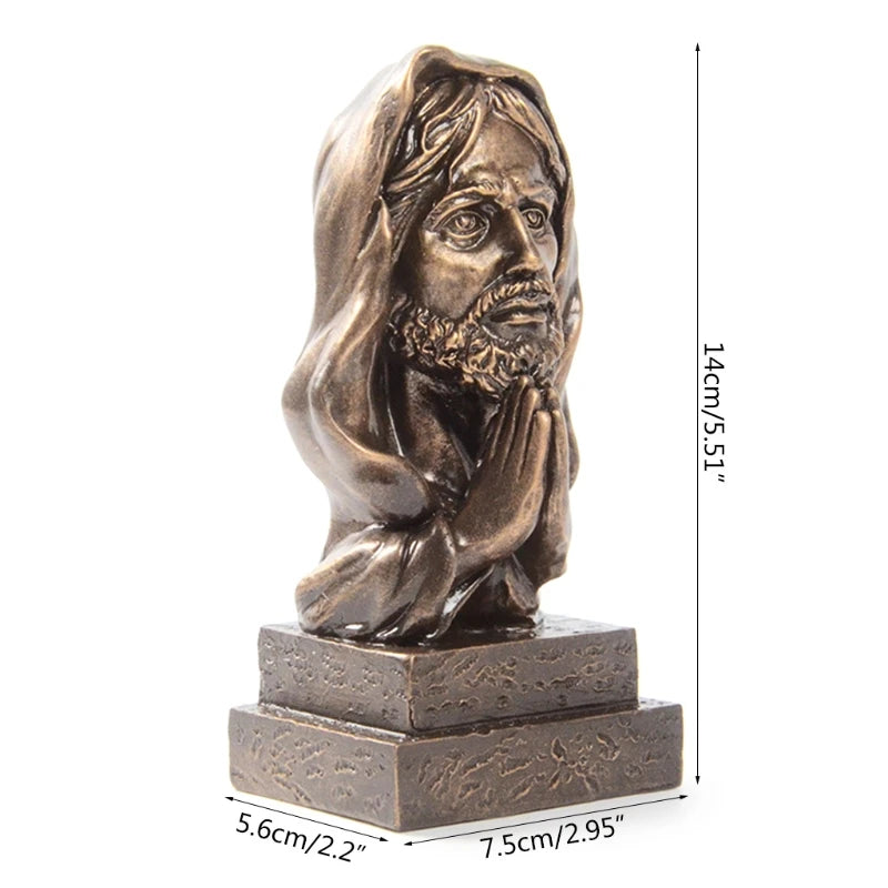 Creative Resin Crafts Jesus Christ Head Bust Statue Antique Bronze Finish Meditation Praying Sculpture Collectible Figurines