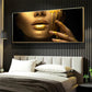 Large Size Black Women Poster Print Golden Sexy Lips Canvas Paintings Modern Wall Art Pictures For Living Room Home Decoration