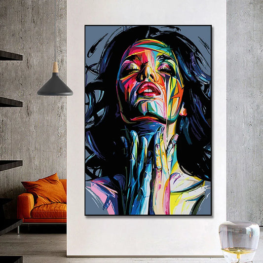 Beautiful Abstract Woman Face Graffiti Colorful Wall Art Canvas Paintings Posters and Prints Pictures for Living Room Home Decor