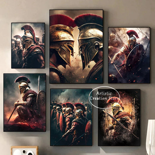 Sparta 300 Warriors Movie Poster Ancient Greek Warrior Canvas Painting Wall Pictures Prints Living Room Cinema Wall Room Decor