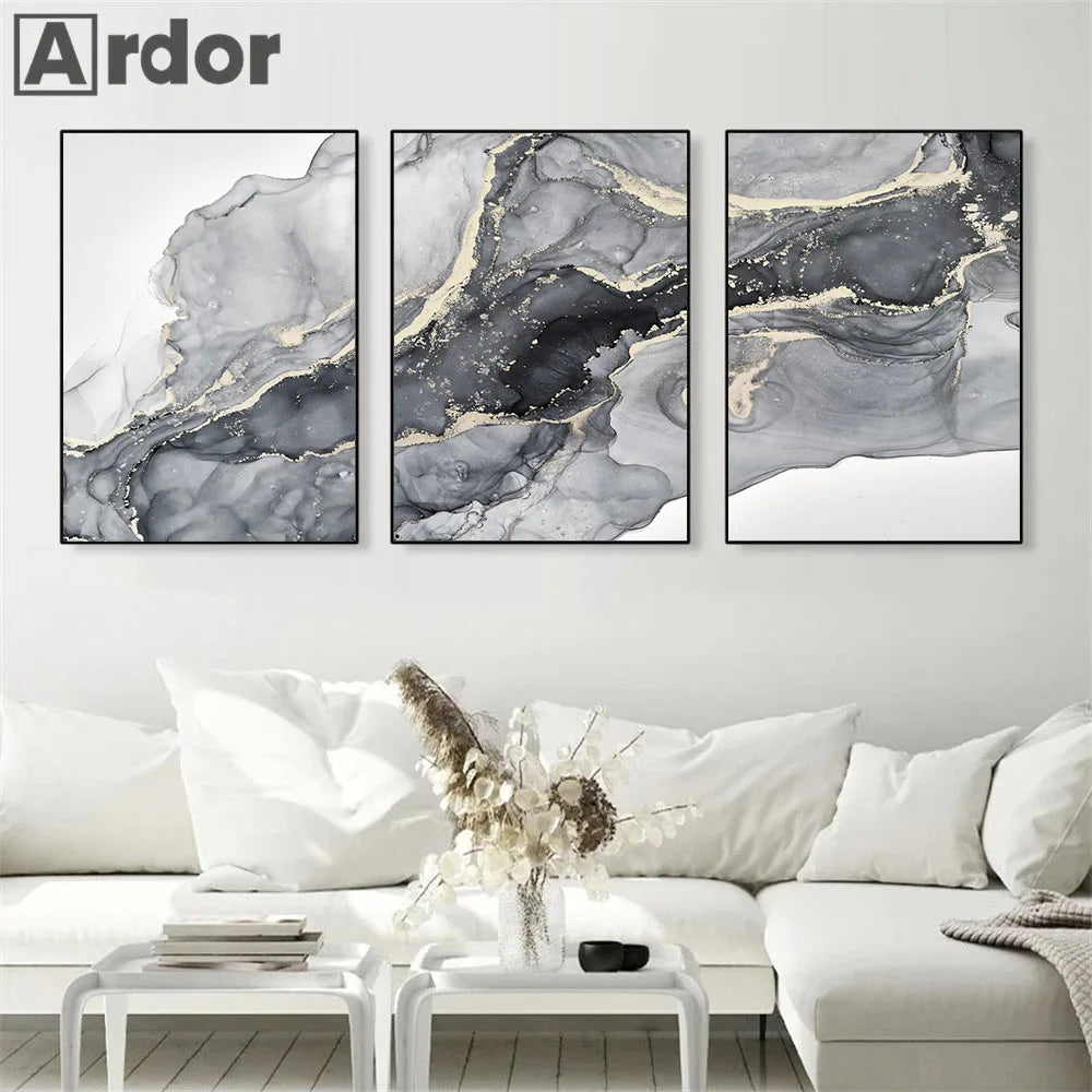 Black Gold Gray Marble Posters Canvas Painting Modern Nordic Abstract Wall Art Print Picture Living Room Interior Home Decor