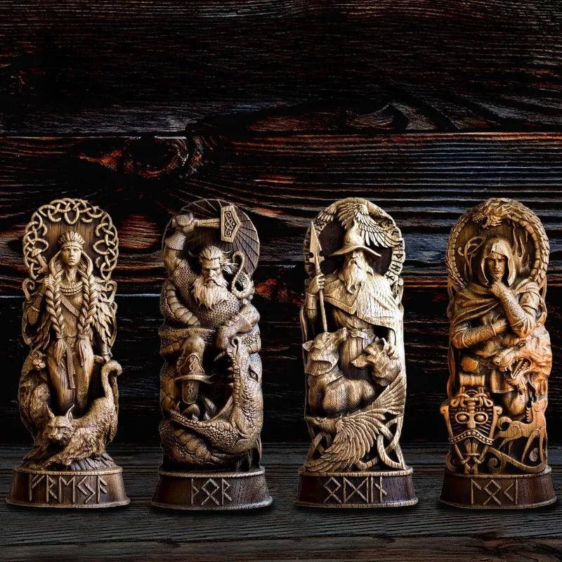 Nordic God Statue Decor Resin Freya Odin Sol God Figurines Pantheon Altar Scandinavian Sculpture Desktop Living Room Decoration